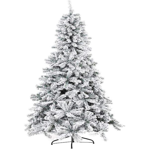 Suncrown 7 ft. Snow Flocked Artificial Christmas Tree with 1100 Branch Tips