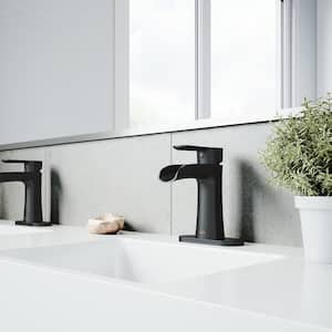 Paloma Single-Handle Single Hole Bathroom Faucet with Deck Plate In Matte Black