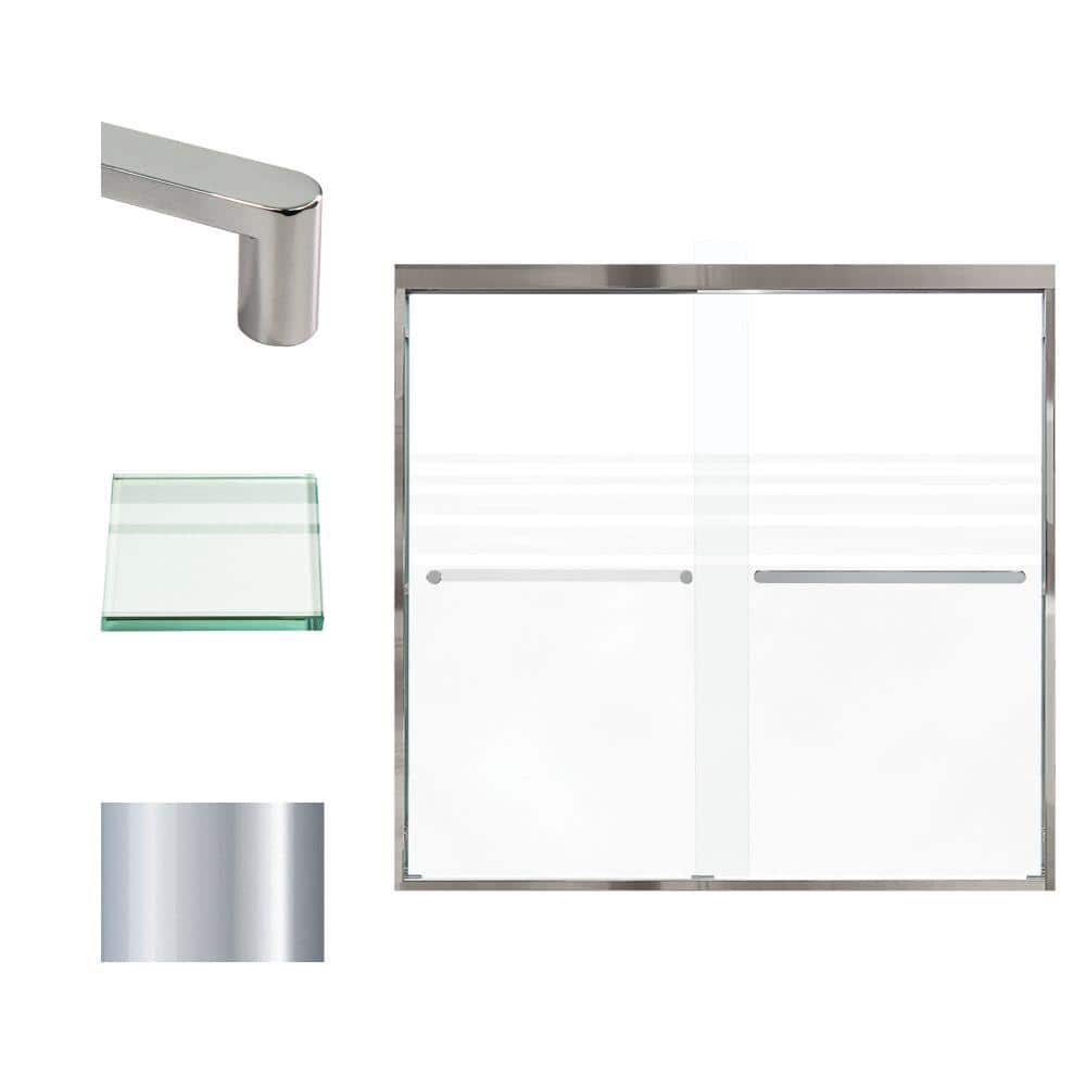 Frederick 59" Polished Chrome Semi-Frameless Shower Door with Frosted Glass