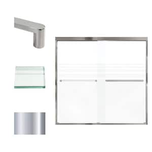 Frederick 59 in. W x 58 in. H Sliding Semi-Frameless Shower Door in Polished Chrome with Frosted Glass