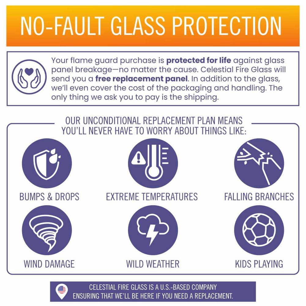 Clear Tempered Glass Square Fire Pit Wind Guard