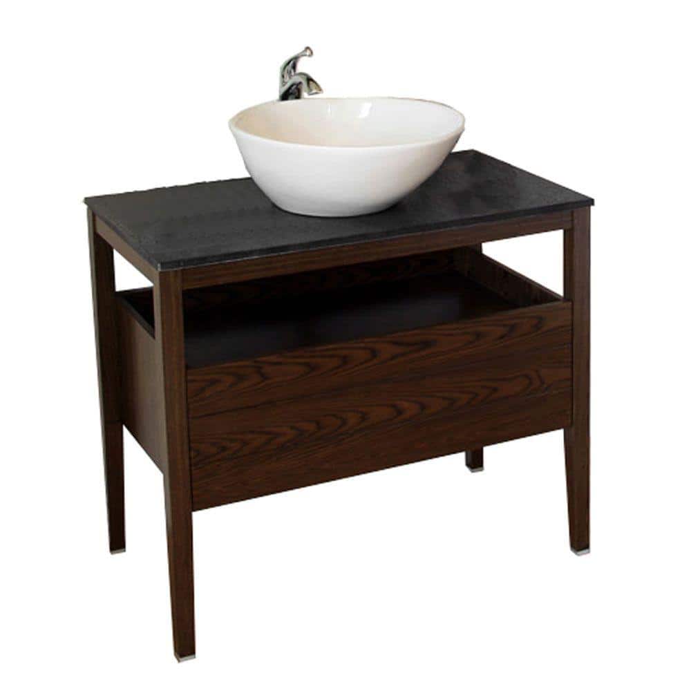Clifford 36 in. W Single Vanity in Dark Walnut with Granite Vanity Top in Black price history on PriceWatchPro