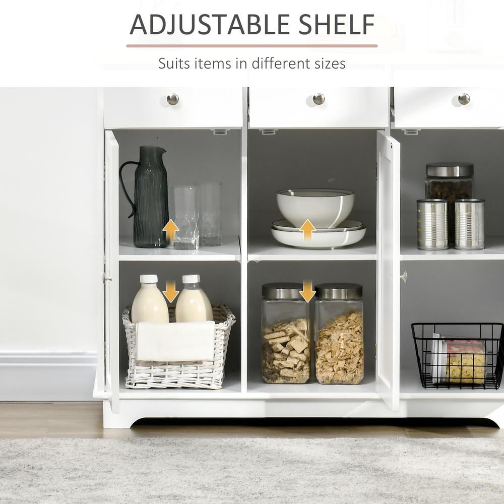 White Rubberwood Top Modern Sideboard with Adjustable Shelves