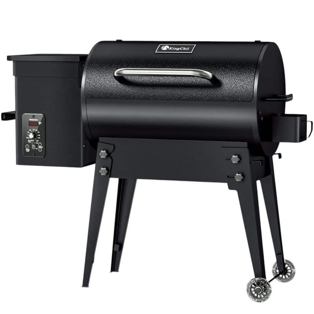 KingChii 456 sq. in. Wood Pellet Grill and Smoker BBQ with PID Auto Temperature Control, Folding Legs for Patio or RV in Black SKU004 - The Home Depot