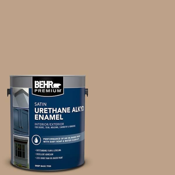 BEHR PREMIUM 1 gal. #AE-10 Deer Brown Urethane Alkyd Satin Enamel Interior/Exterior Paint