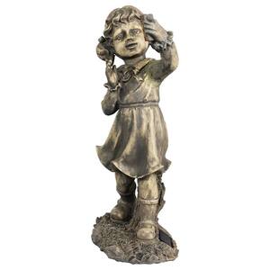 18 in. Girl with Cell Phone Solar Powered LED Lighted Statue