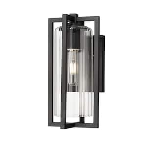 Aura 12.75 in. Black Outdoor Hardwired Wall Sconce with no bulbs included