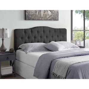 Upholstered Button Tufted Bed Headboard, Height Adjustable Queen Size Headboard, Wall Mounted Headboard, Dark Gray