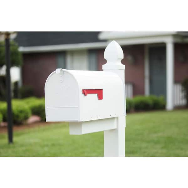 Elite White, Large, Steel, Post Mount Mailbox