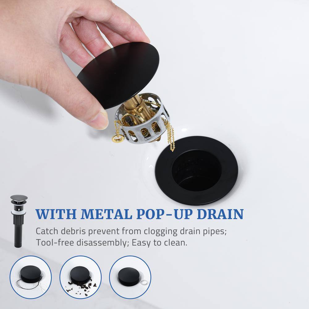 Matte Black Stainless Steel Widespread Bathroom Faucet with Pop-Up Drain