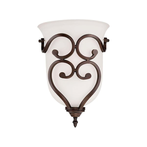Millennium Lighting Rubbed Bronze Sconce with Etched White Glass