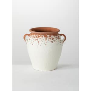 10.25" White Ceramic Speckled Pot