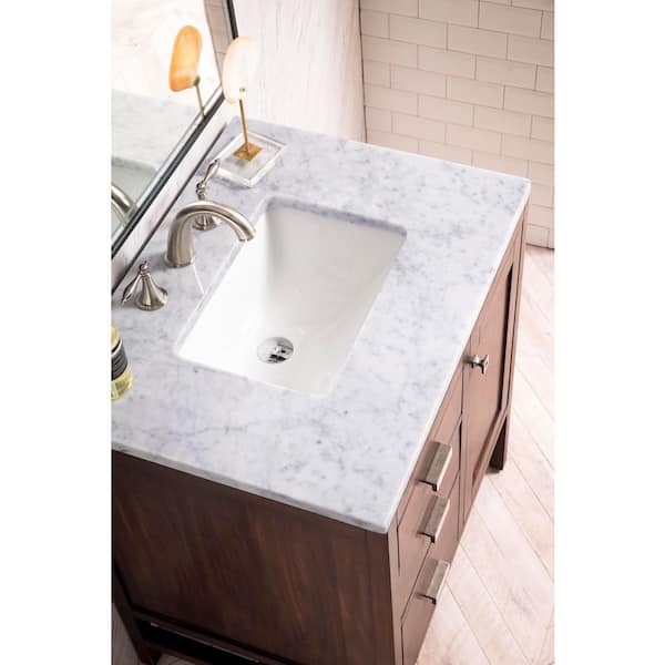Carrara 26 in. W x 23.5 in. D x 34.3 in. H Marble Single Basin Vanity Top in Carrara White