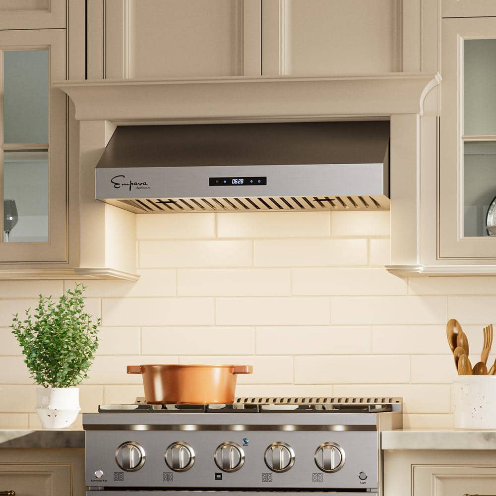 30" Brushed Stainless Steel Under Cabinet Range Hood with Charcoal Filter