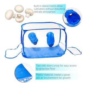 1.4 ft. L x 1.6 ft. W x 1.6 ft. H Mushroom Growing Pop Up Blue Grow Tent Box Kit with Carrying Case