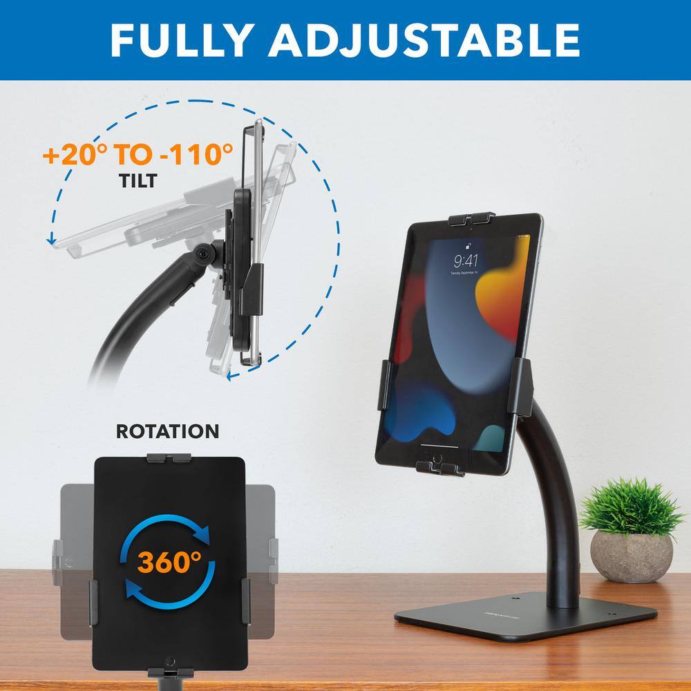 Black Adjustable Anti-Theft Tablet Countertop Kiosk Stand