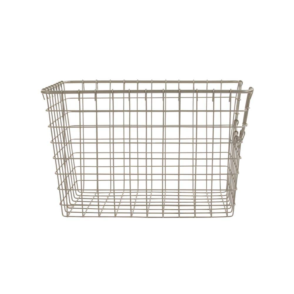 Vintage Chic Satin Nickel Scoop Wire Storage Basket