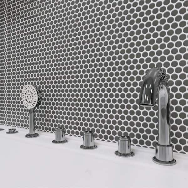 Gotham Penny Round Black 9-3/4 in. x 11-1/2 in. Porcelain Mosaic Tile (8.0 sq. ft./Case)