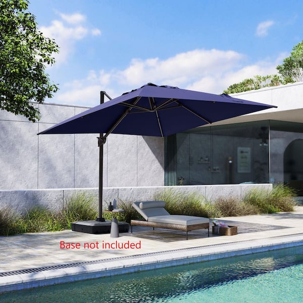 Pellebant 10 ft. x 10 ft. Aluminum Outdoor Heavy-Duty 360° Rotation Cantilever Patio Umbrella in Navy Blue