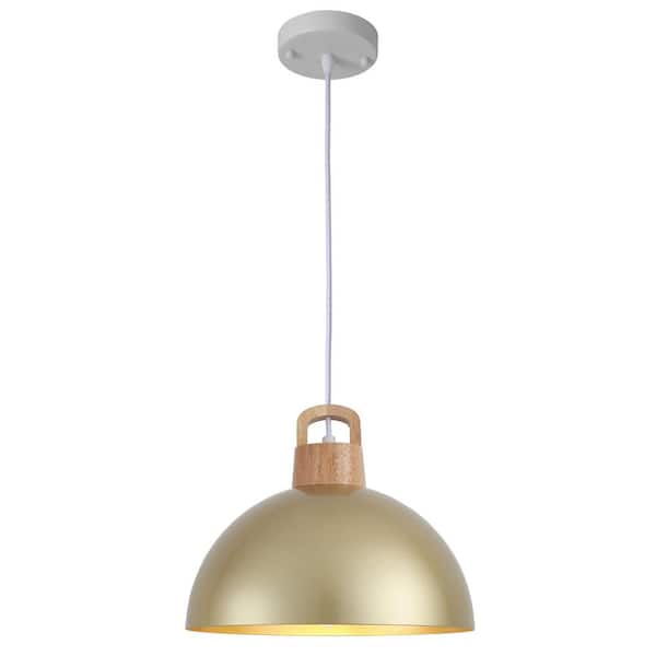 1-Light Gold Vintage Pendant Light Adjustable Ceiling Hanging Lights with Metal Shade