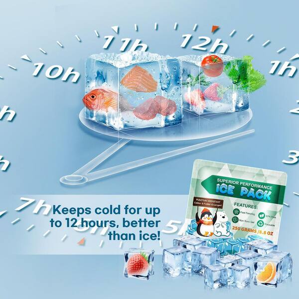 5-Pack Reusable Ice Packs for Lunch Boxes-12 Plus Hour Cooling Gel