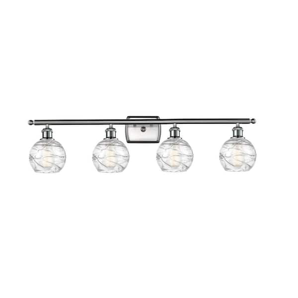 Innovations Athens Deco Swirl 36 in. 4 Light Brushed Satin Nickel Vanity Light with Clear Deco Swirl Glass Shade