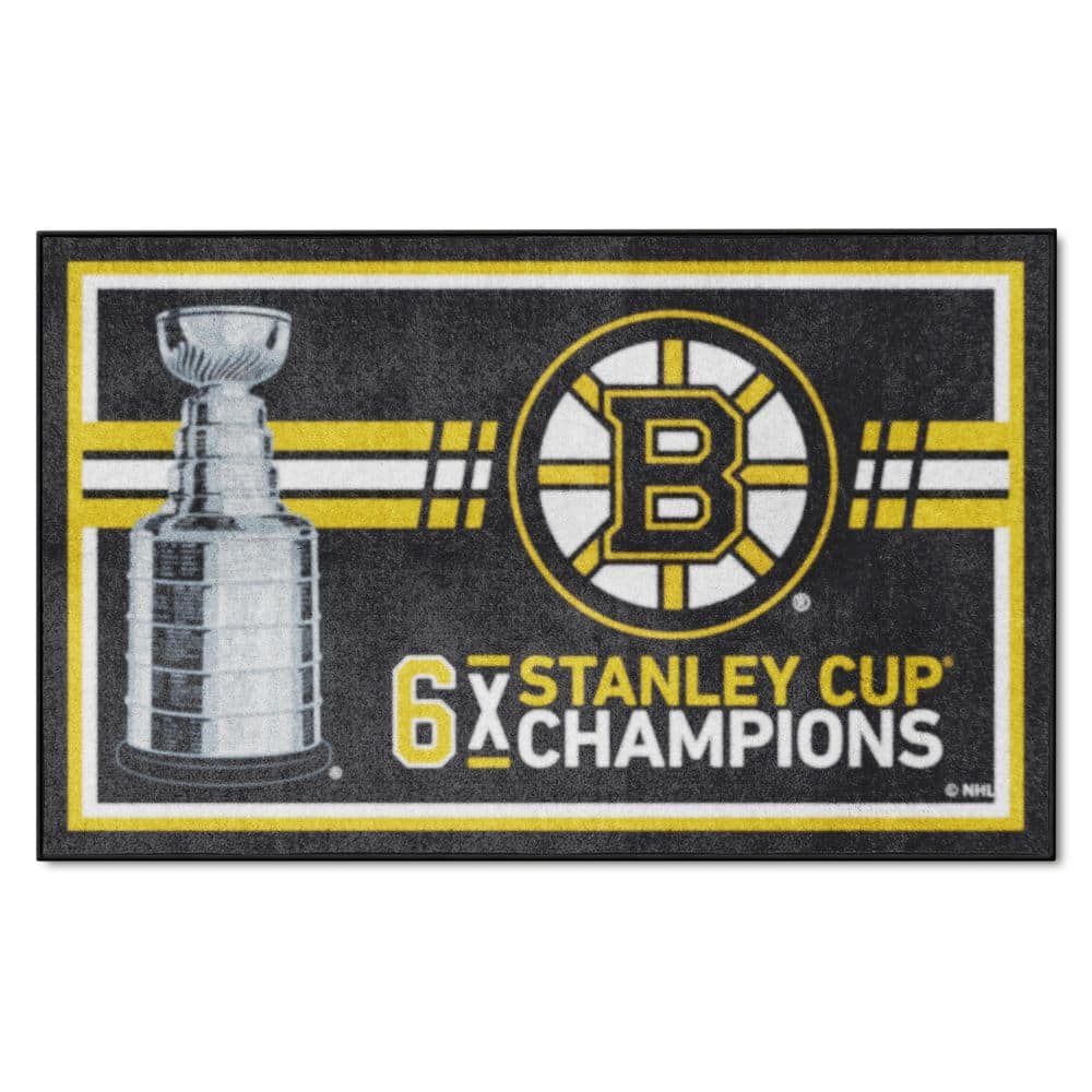 FANMATS Boston Bruins Black Dynasty 4 Ft. X 6 Ft. Plush Area Rug 38085 ...