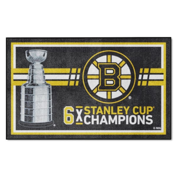 FANMATS Boston Bruins Black Dynasty 4 ft. x 6 ft. Plush Area Rug