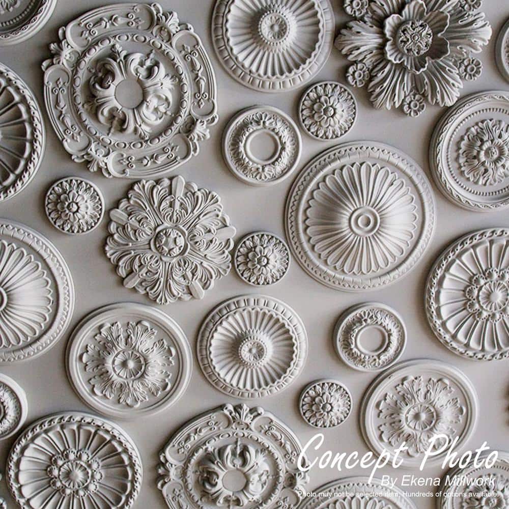Primed White Urethane Rose Ceiling Medallion, 33 7/8"
