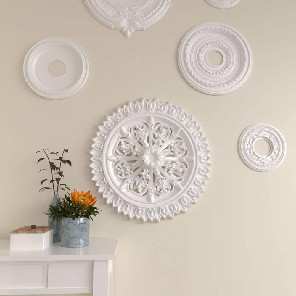 Primed Gray Polyurethane Nottingham Ceiling Medallion, 18 inches