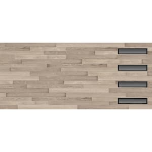 Modern Steel 16 ft. X 7 ft. 18.4 R-Value Insulated Wood Look Plank Coastal Gray Garage Door with Slim Windows