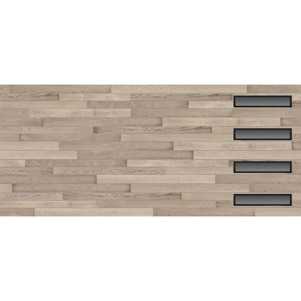 Modern Steel 16 ft. X 7 ft. 18.4 R-Value Insulated Wood Look Plank Coastal Gray Garage Door with Slim Windows