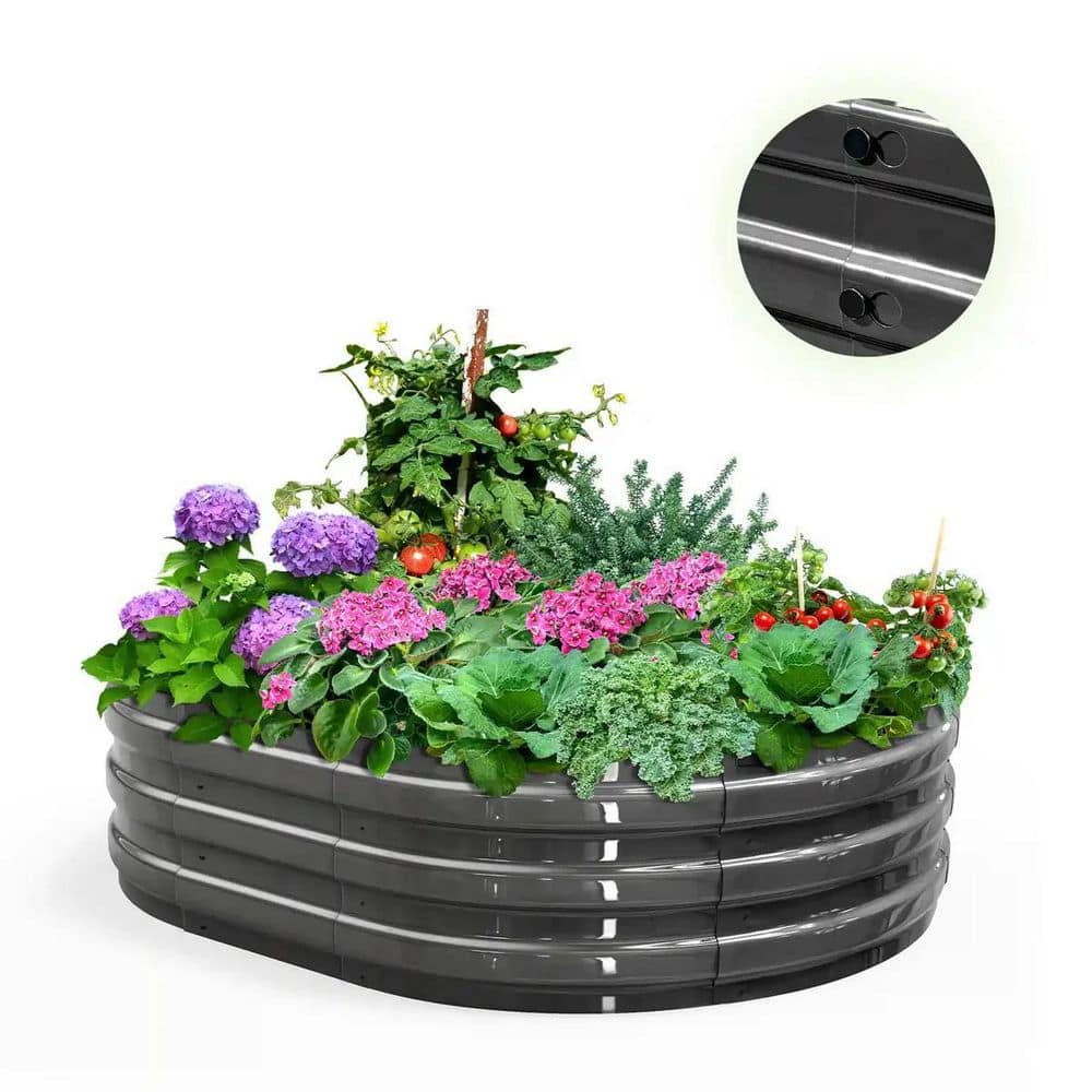 4 x 3 x 1 ft. Steel Screwless Raised Garden Bed Galvanized Planter Garden B