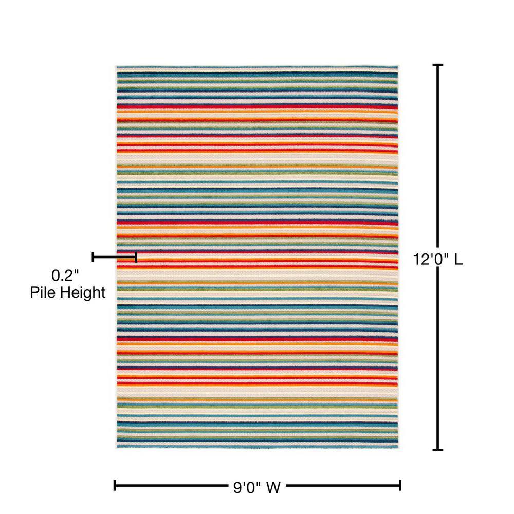 SAFAVIEH Cabana Ivory/Green 9 ft. x 12 ft. Striped Indoor/Outdoor Patio Patio Area Rug SAFAVIEH Cabana Ivory/Green 9 ft. x 12 ft. Striped Indoor/Outdoor Patio Patio Area Rug - 3