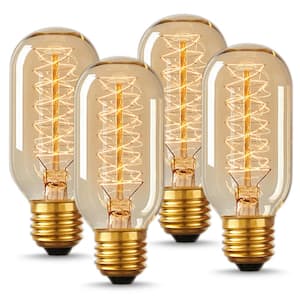 6 Pack 25 Watts, 6 Pack Vintage Edison Bulbs Rolay T45 Edison Style Square Spiral Filament Incandescent Light Bulb 