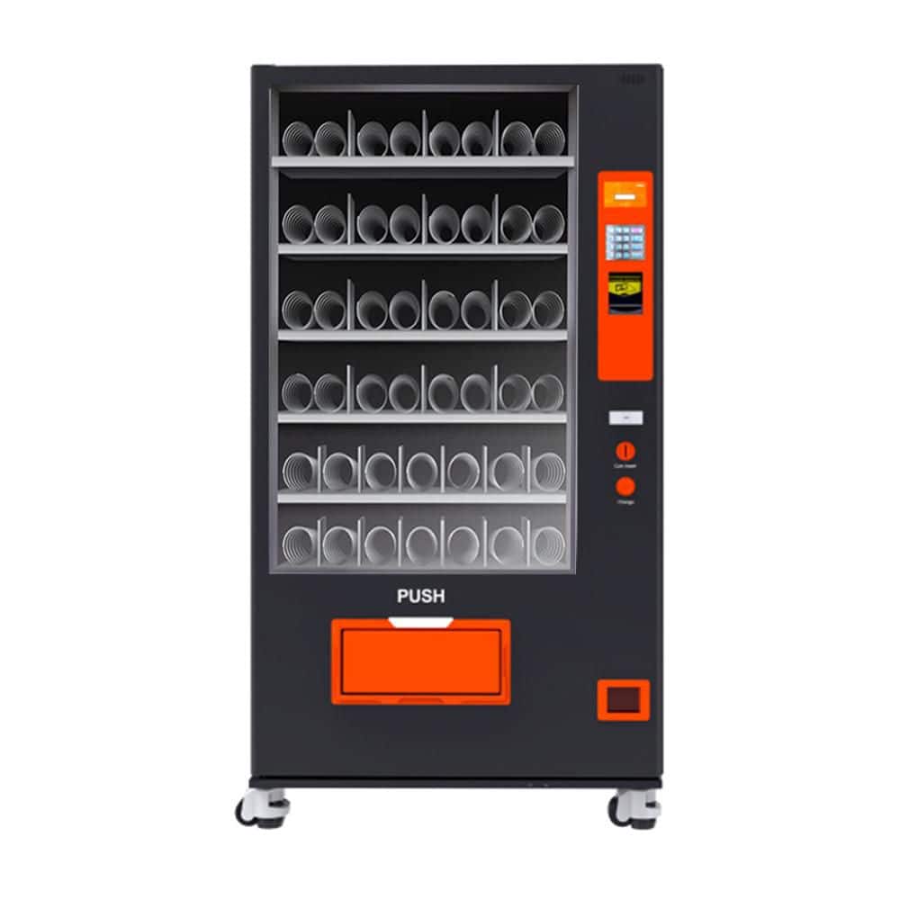 41.5 in. 58.6 cu. ft. Black Commercial Refrigerated Snack and Beverage Vending Machine with 60 Slots, Card, Bill Payment