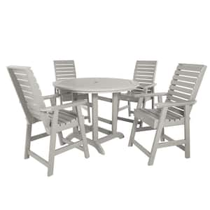 Weatherly Harbor Gray 5-Piece Recycled Plastic Round Outdoor Balcony Height Dining Set