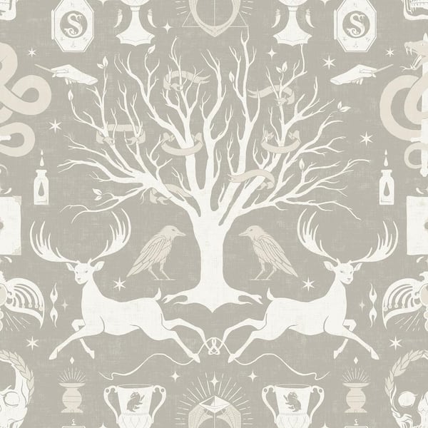 RoomMates Harry Potter Horcrux Grey Damask Peel and Stick Wallpaper