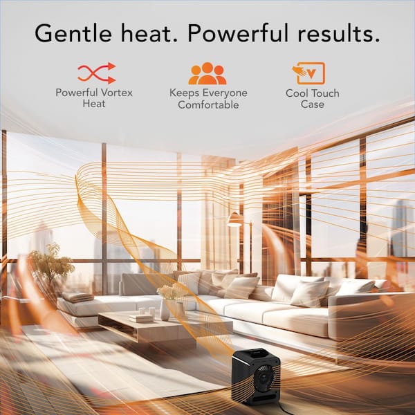 Forced Air Velocity 5 Whole Room 1500-Watt 5118 BTU Electric Space Fan Electric Heater Furnace, Black