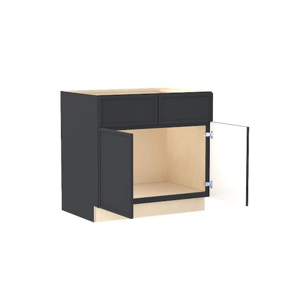 Franklin 36 in. W x 24 in. D x 34.5 in. H Assembled Plywood Sink Base Kitchen Cabinet in Valiant Onyx with Soft Close