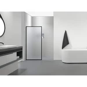Max Installed 34in.Wx72in.H Apartment Shower Screen Domestic shower door in Matte Black Frame with 0.39in Ground Glass