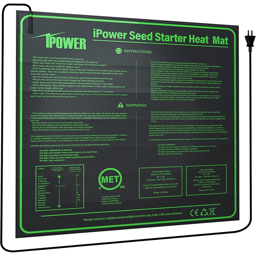 iPower 20 in. x 20 in. Durable Waterproof Seedling Heat Mat Warm