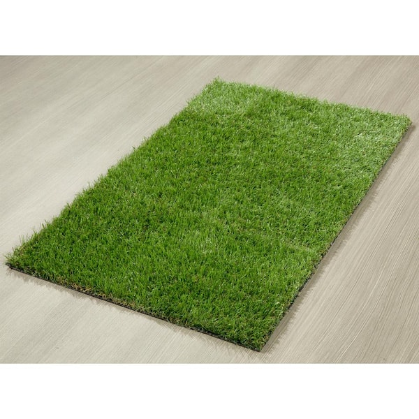 Ottomanson Turf Collection Waterproof Solid Grass 7x10 Indoor/Outdoor Artificial Grass Rug, 6 ft. 6 in. x 9 ft. 2 in., Green