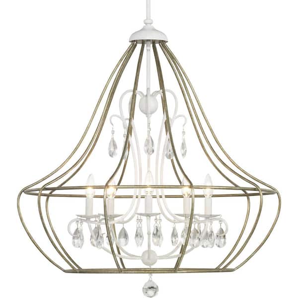 Fleurette 5-Light White Chandelier