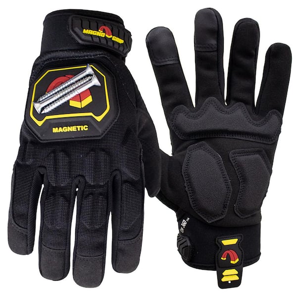 Pro Impact Work Glove with Integrated Magnetic Storage, Black, Medium