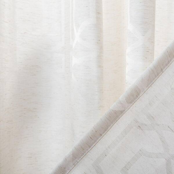 SAFAVIEH Beige Geometric Grommet Sheer Curtain - 52 in. W x 96 in. L  WDT1029A-5296 - The Home Depot