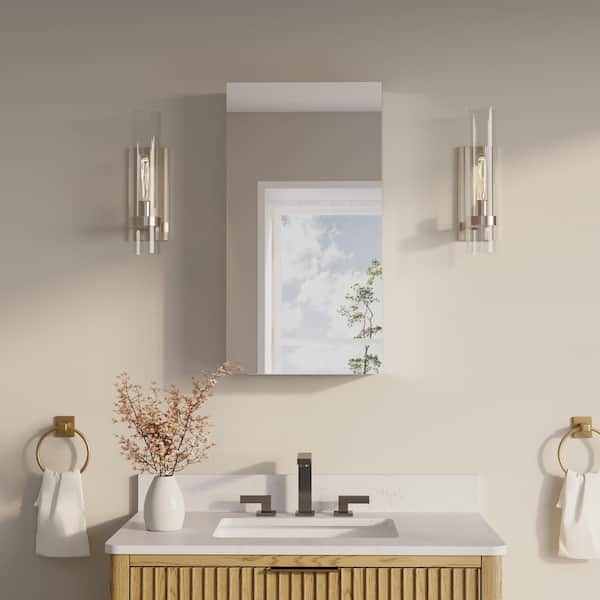 16 in. W x 30 in. H Rectangular Recess/Surface Mount Medicine Cabinet with Mirror, Soft Close Door, Left/Right Open