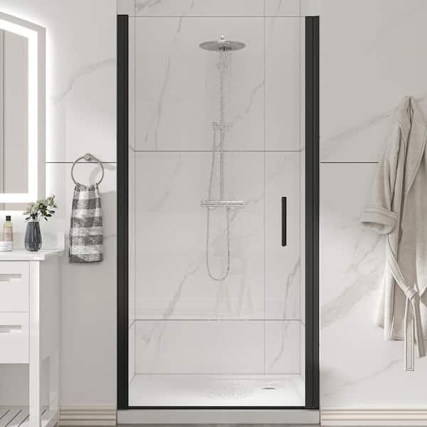 34 to 36 in. W x 72 in. H Pivot Frameless Shower Door with 5/16 in.(8mm) Clear SGCC Tempered Glass, Explosion-Proof Film