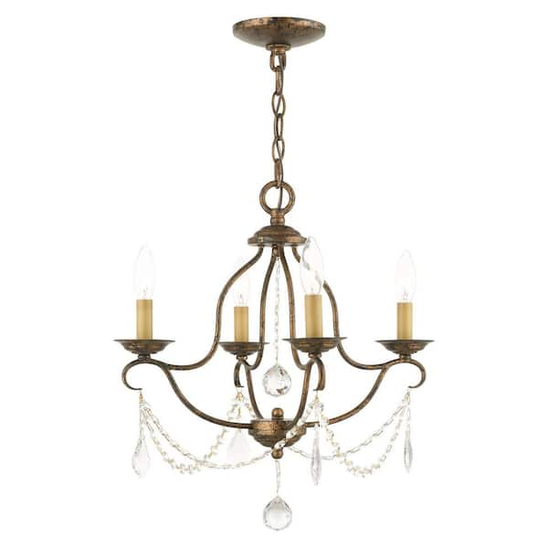 Livex Lighting Chesterfield 4 Light Hand Applied Venetian Golden Bronze Mini Chandelier