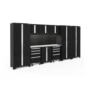 Bold Series 162 in. W x 76.75 in. H x 18 in. D 24-Gauge Steel Garage Cabinet Set in Black ( 10-Piece )